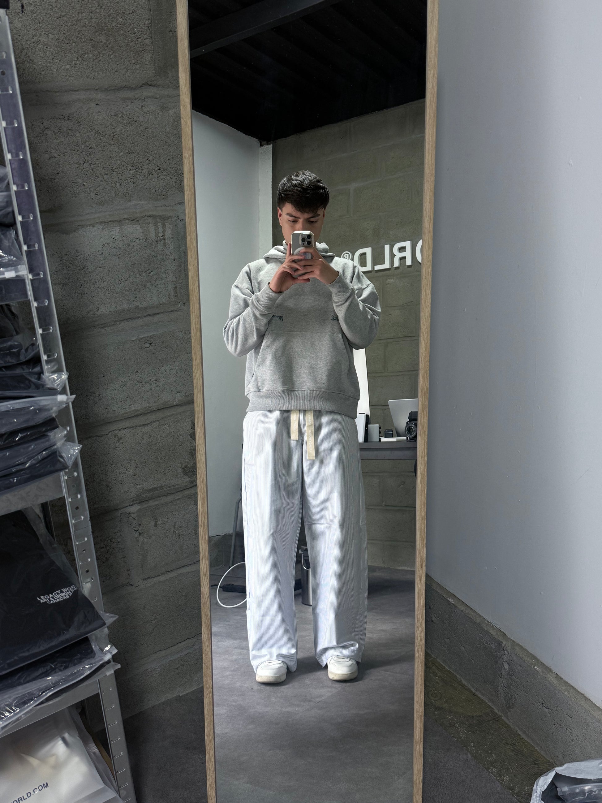 STUDIO PANTS STRIPED GREY PREMIUM