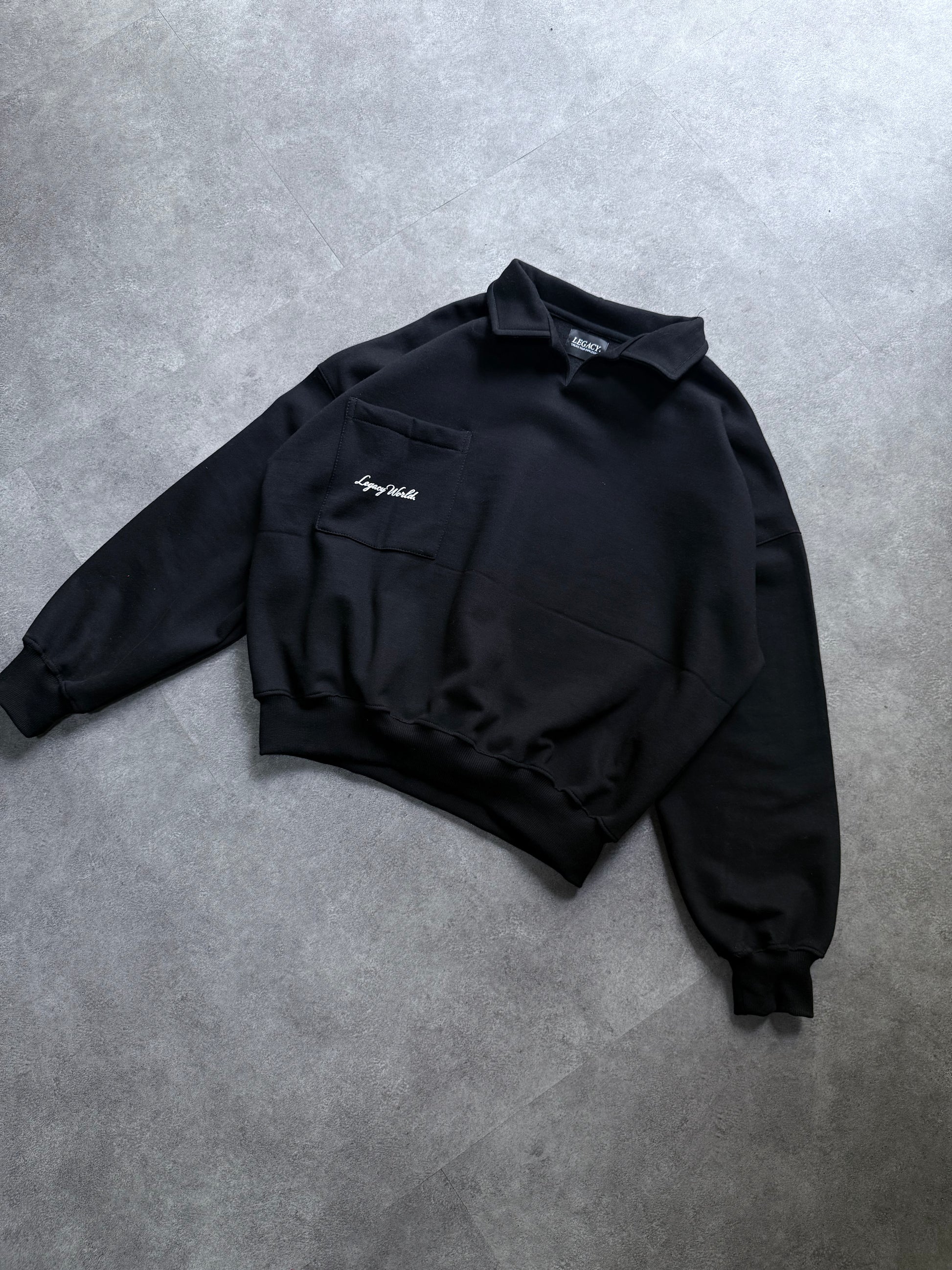 SIGNATURE QUARTER SWEATER BLACK